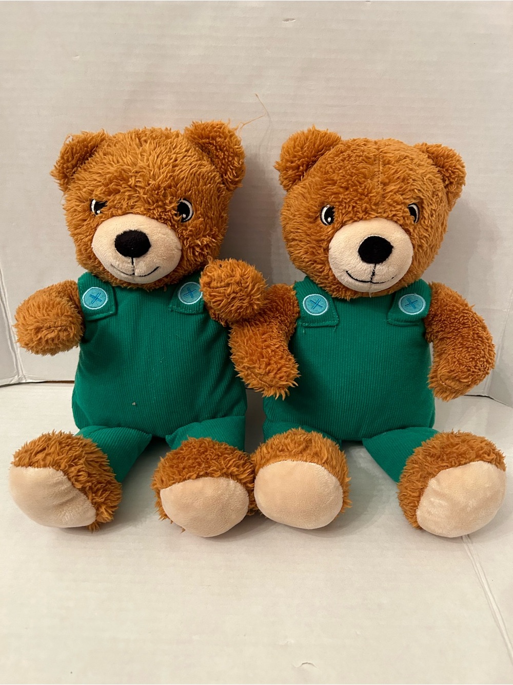 Kohls Cares For Kids Corduroy Brown Teddy Bear Plush Animal Green Overalls Duo